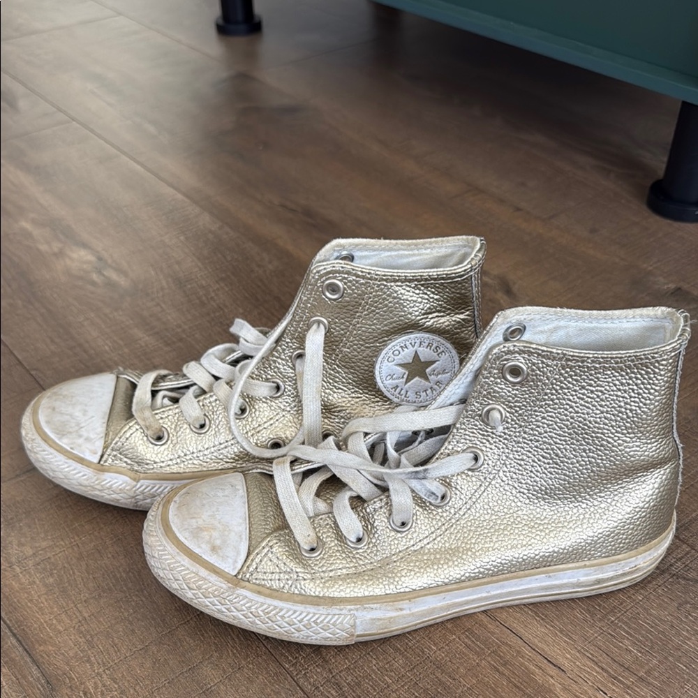 Gold High-Top Kids Sneakers